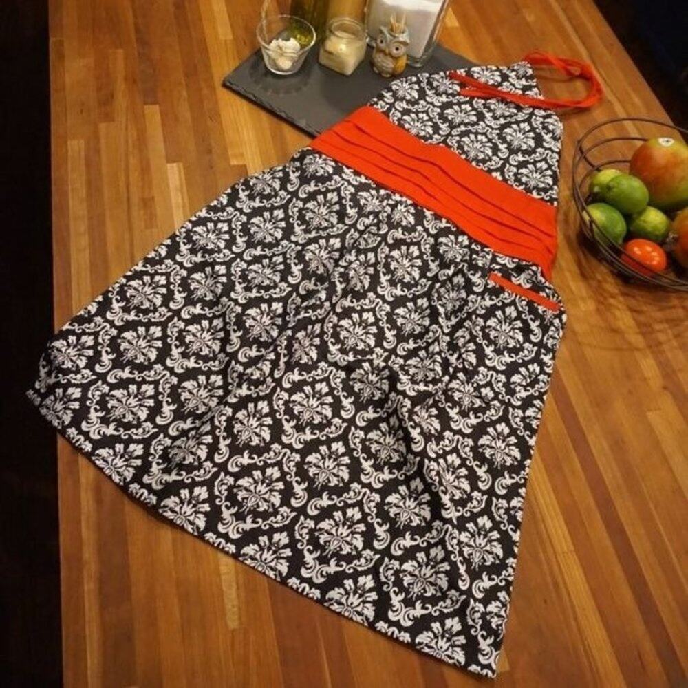 Black and white woman's Damask Apron